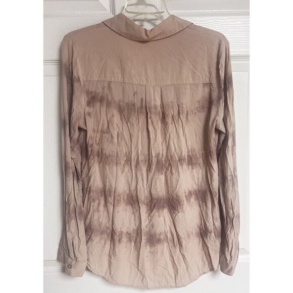 Mystree Blush Pink Tie Dye Rayon Button Down Blouse Size Medium Casual Career - Picture 2 of 7